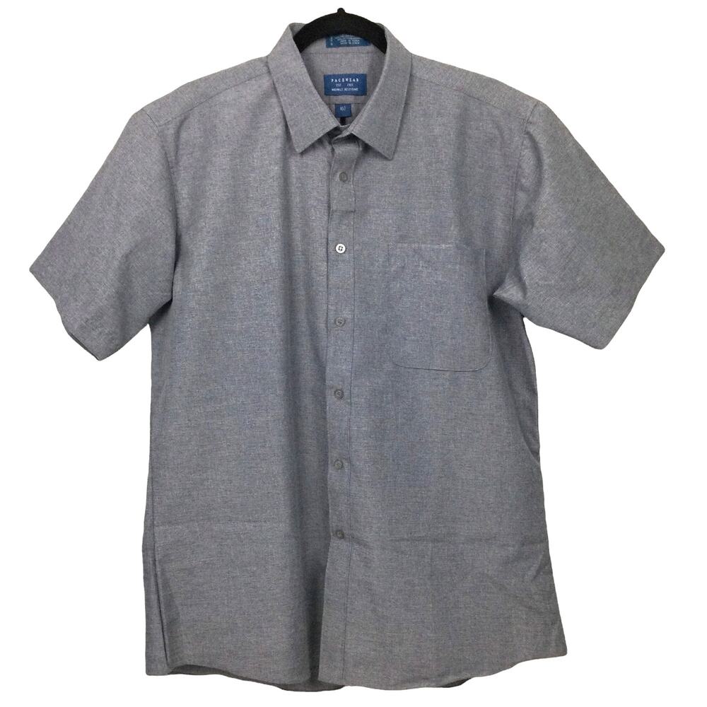 Pacewear 90s Minimalist Business Casual Normcore Short Sleeve Button Down 16.5